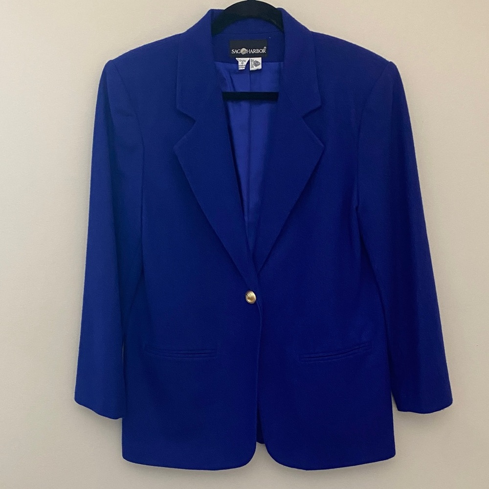 100% Wool Sag Harbor Women's Royal Blue Suit Jacket/Blazer